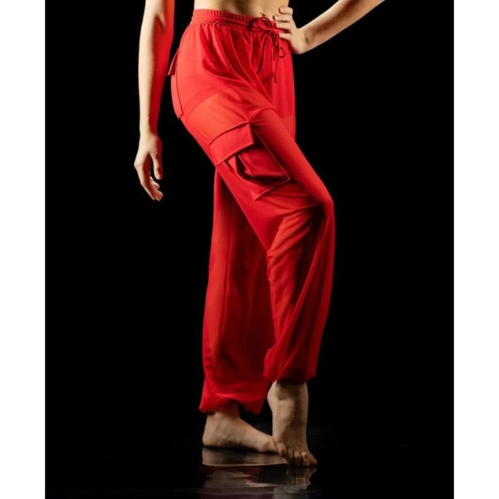 LA Design NWT Mesh Cargo Pants in Red Size XL